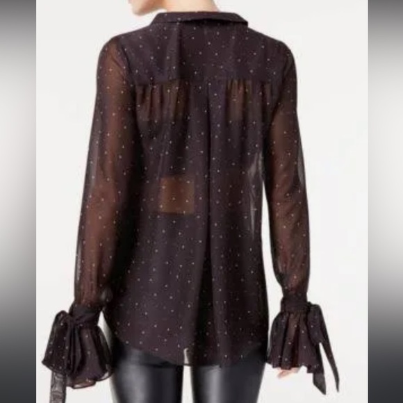 Sheer black and small star polkadot button up from The Edit by seventeen - Picture 3 of 5